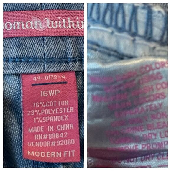 Woman Within Petite Plus Jeans Modern Fit Wide Leg Mid Rise Women’s Size 16WP - Picture 9 of 10